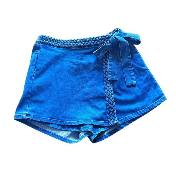 New ENTRO Never Average Denim Wrap Skort  Braided Trim Detail Women’s Sz M - Picture 1 of 12